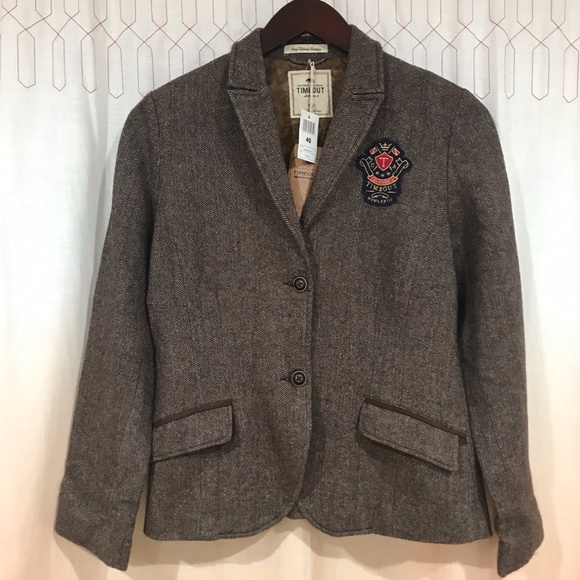 Louis Feraud Vintage 100% Wool Blazer Sz 6 Womens Gray Tweed Jacket Classy  Chic